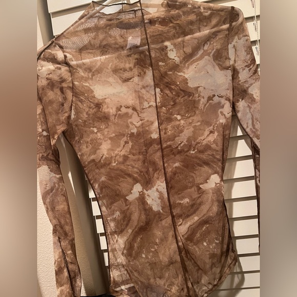 Brown Smoke Print Mesh Bodysuit - Picture 3 of 3